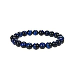 Blue Tiger Eye Gemstone Beads Stretch Bracelet 8mm